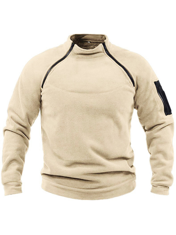 Herrer fleece-pullover med moderne ståkrave og praktiske lynlåslommer Stilla