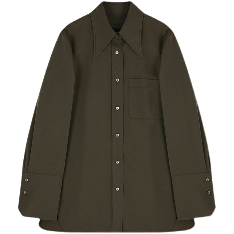 Kvindernes oversized skjorte bluse med fremtrædende krave Stilla