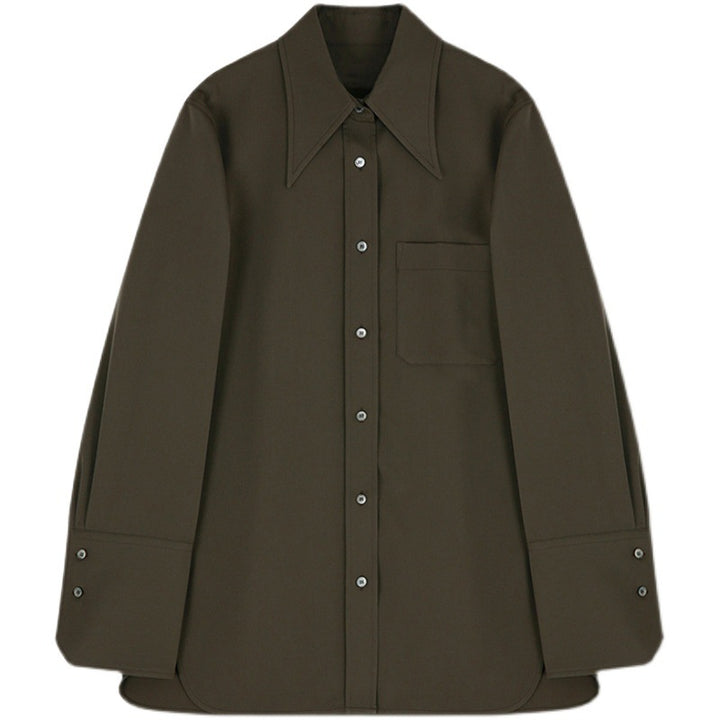 Kvindernes oversized skjorte bluse med fremtrædende krave Stilla