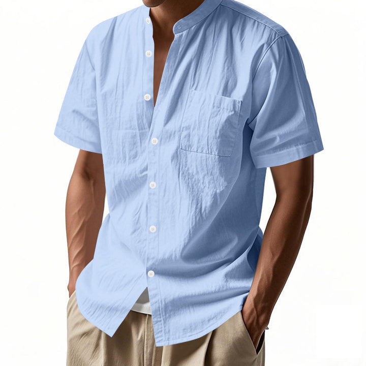 Herrer Kortærmet Henley T-shirt med struktureret design og brystlomme Stilla