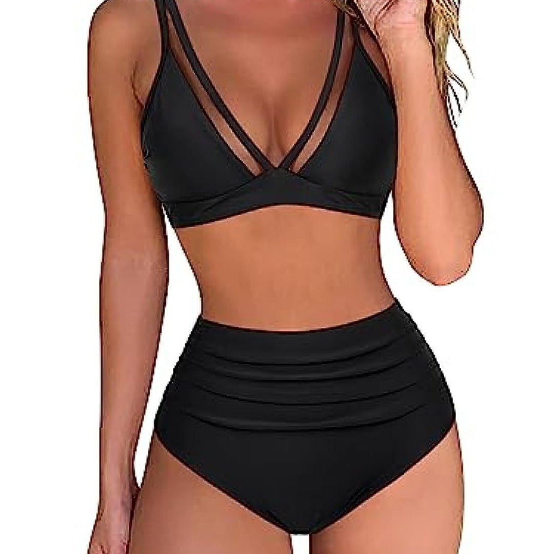 Dame bikini-sæt med høj talje og raffinerede mesh-elementer Stilla
