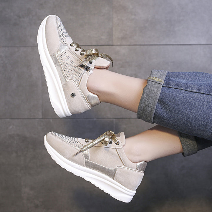 Dame mode Sneakers med elegante glimmer-accenter og praktisk lynlås Stilla