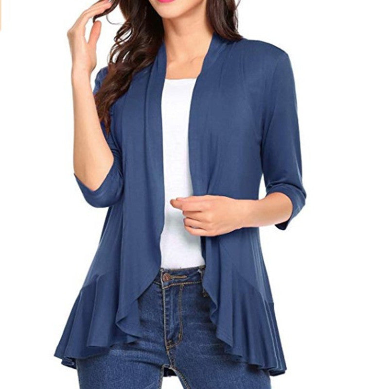 Kvindernes Mode Cardigan med Asymmetrisk Snit og Flatterende Detaljer Skovae