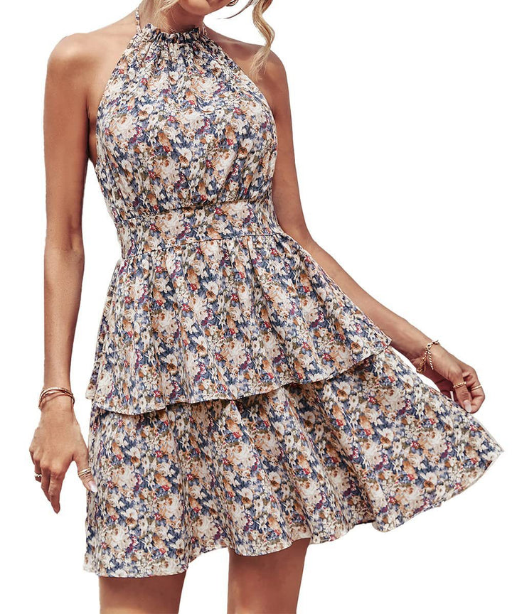Dame Floral Trappe Skater Kjole Stilla