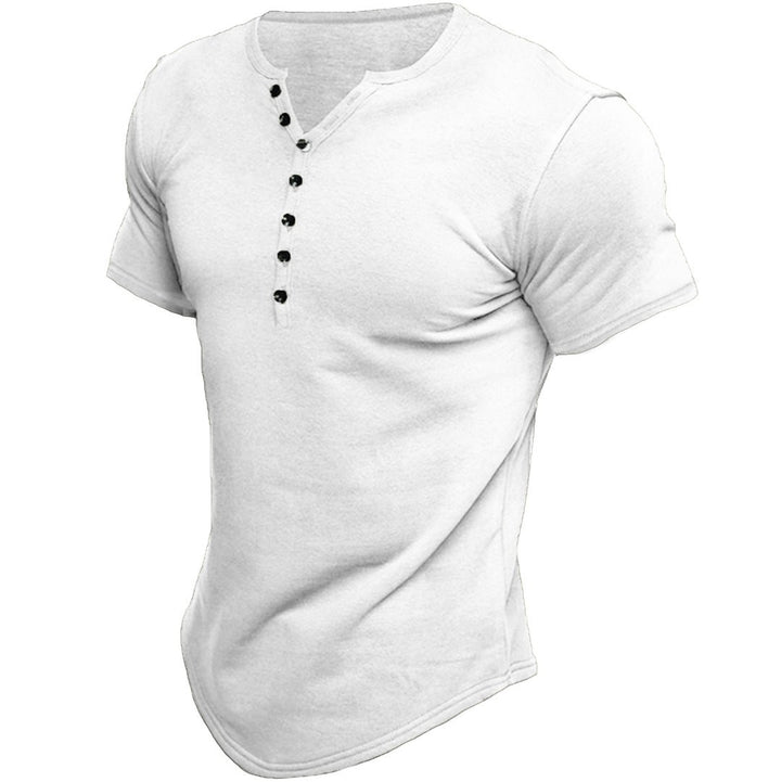 Herrer Fritid Kortærmet Henley T-shirt Stilla