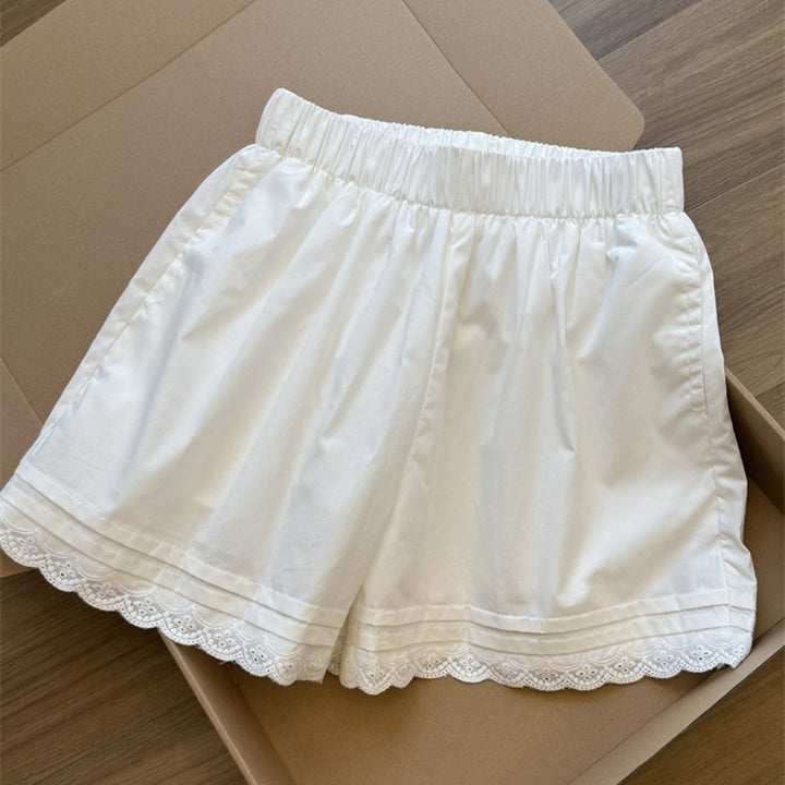 Dame Skræddersyede Elastisk Linning Satin Shorts med Spids Stilla