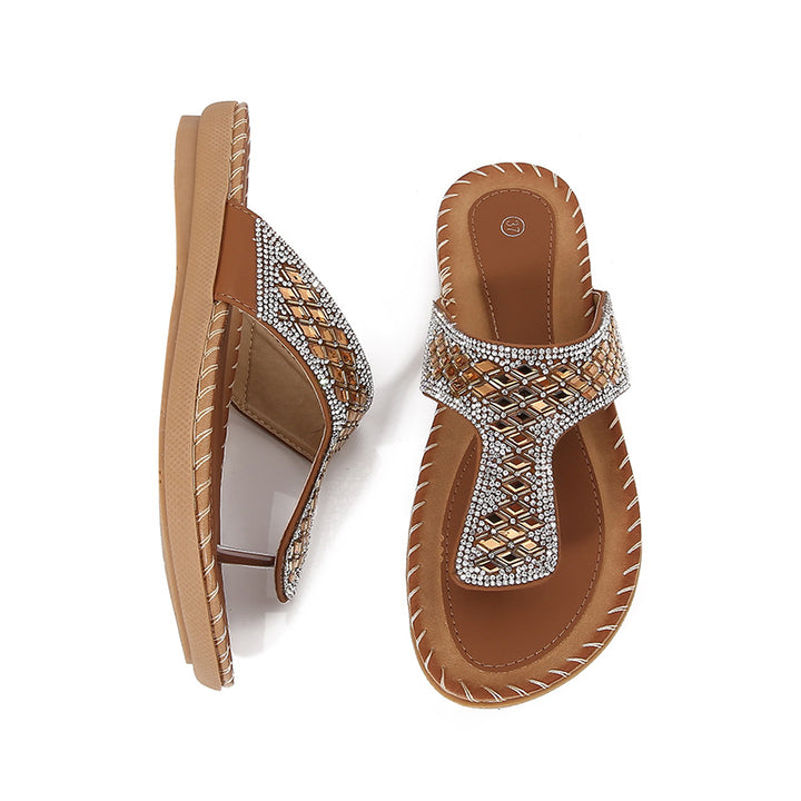 Dame Flip-Flops med glimmerdetaljer Stilla