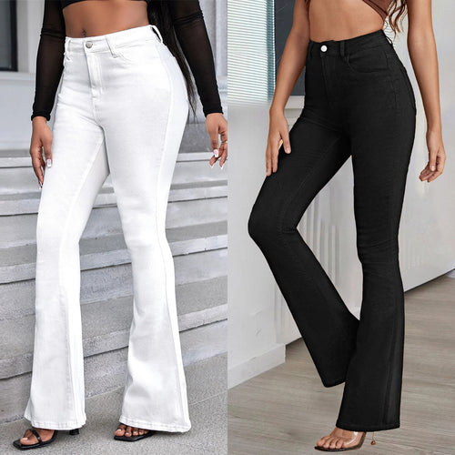 Dame Bootcut Jeans med høj talje og figurskabende stretch Stilla