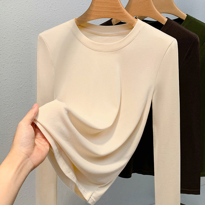 Dame Longsleeve-shirt med innovativ draperet design Stilla