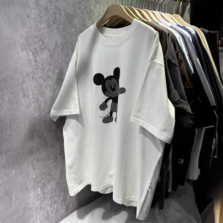 Dame Oversized T-Shirt med unik Mickey Mouse grafiktryk Stilla