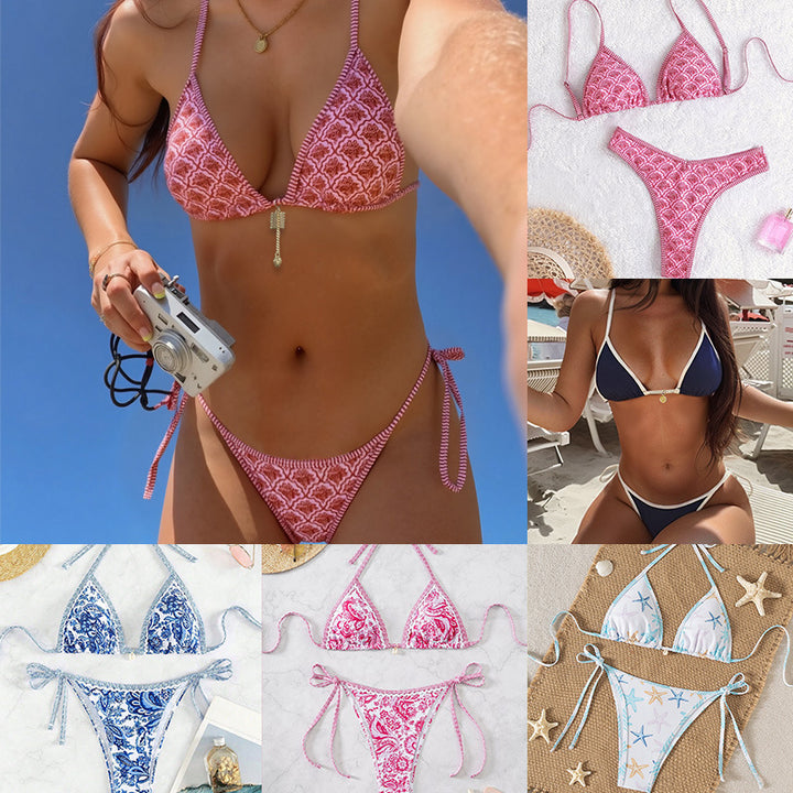 Dame triangel-bikini med justerbare bånd og elegante detaljer Skovae