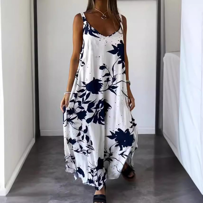 Dame maxikjole med floral snit og flydende materiale Stiila