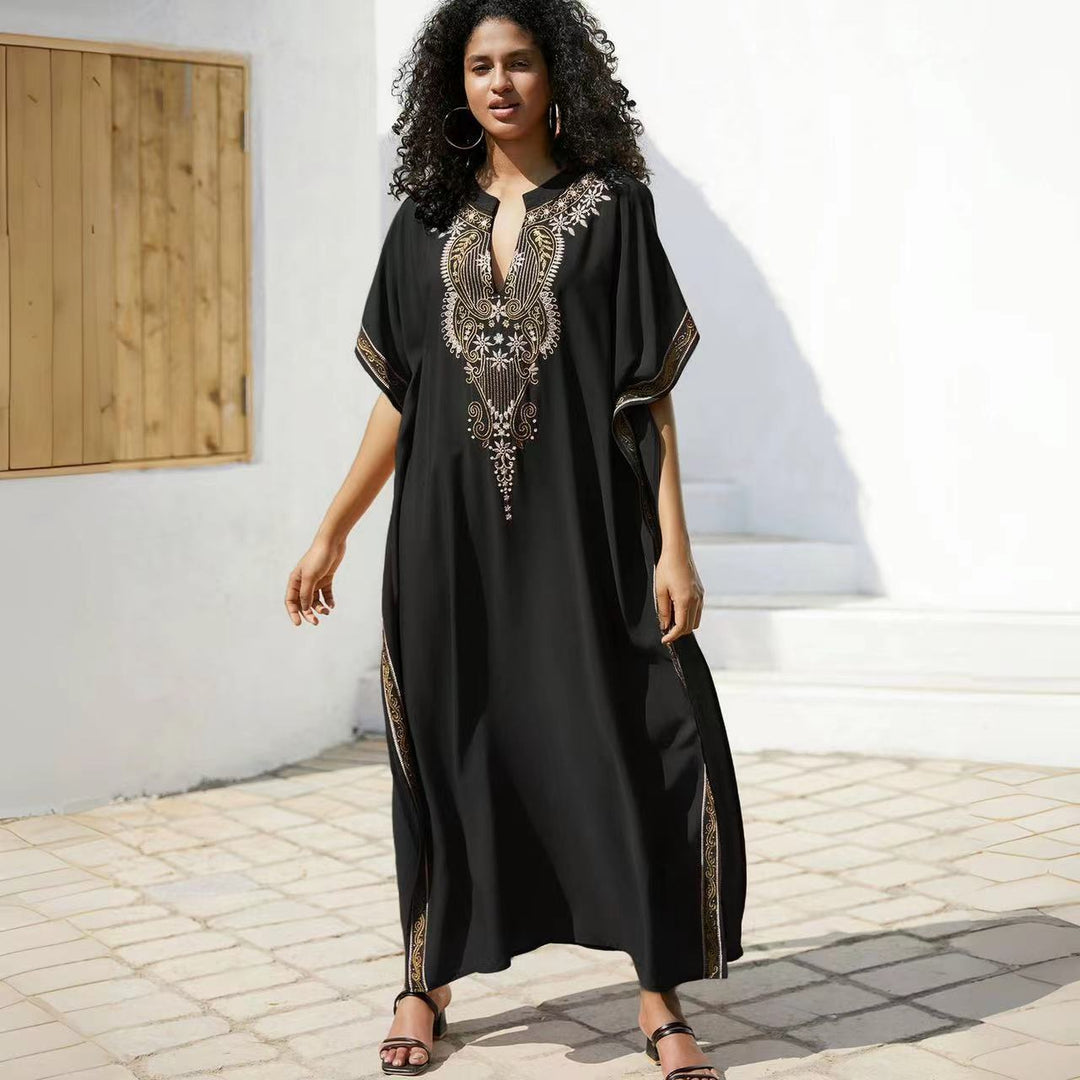 Dame Kaftan med kunstnerisk broderi og elegant snit Stilla