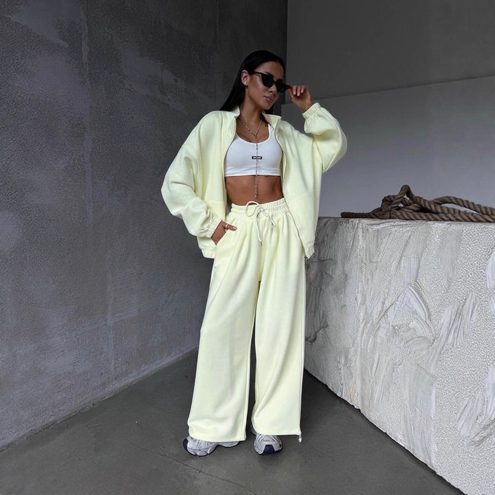 Kvindernes sporty oversized lounge sæt med elastisk talje Skovae