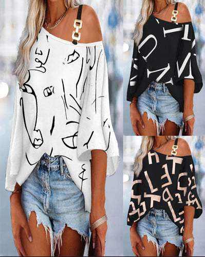 Dame Off-Shoulder Grafiktryk Bluse Stilla