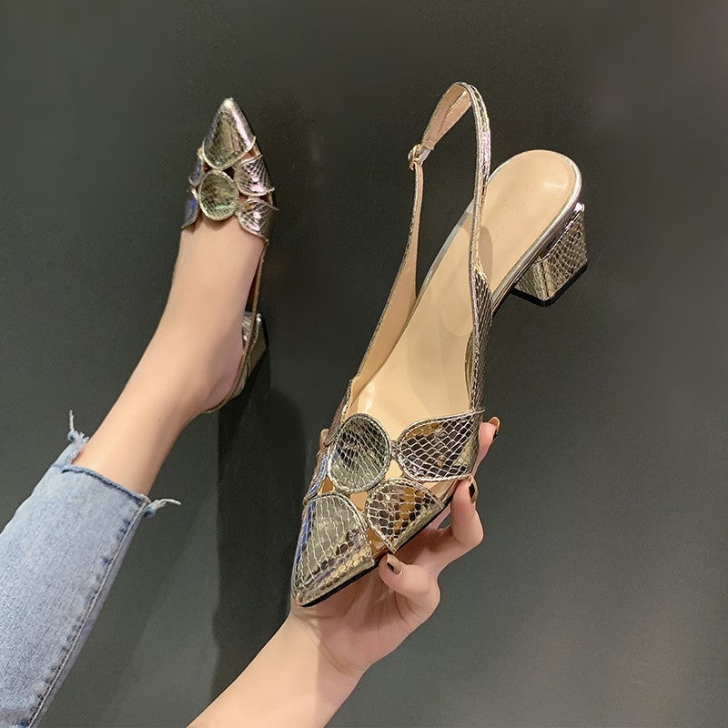 Dame elegante Slingback-hæle med struktureret detalje Stilla