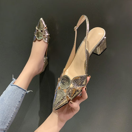 Dame elegante Slingback-hæle med struktureret detalje Stilla