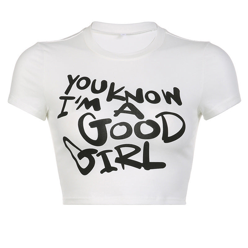 Dame Crop-T-shirt med kreativ telefon-design Skovae