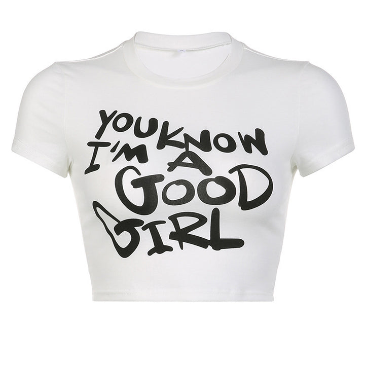 Dame Crop-T-shirt med kreativ telefon-design Skovae