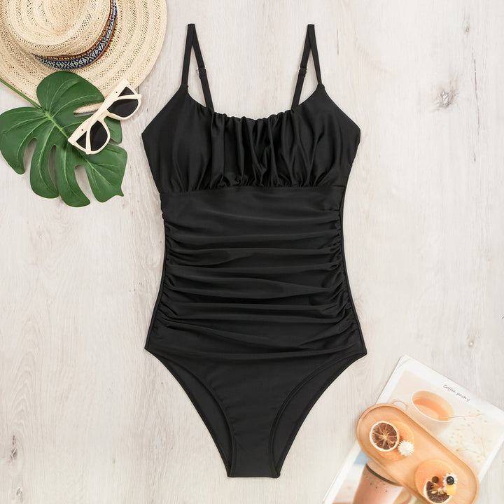 Dame elegant rynket badedragt med figurskæmmende design Stilla