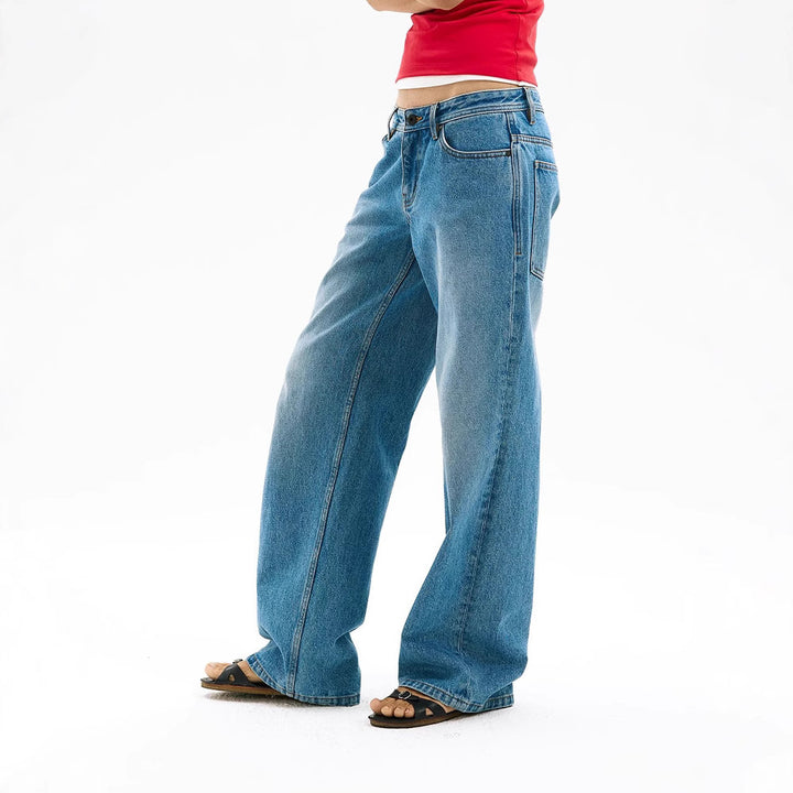 Damernes brede denim jeans i afslappet pasform Stilla
