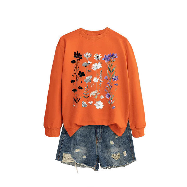 Kvinders sweatshirt med blomster grafikdesign og blødt inderfor Stilla