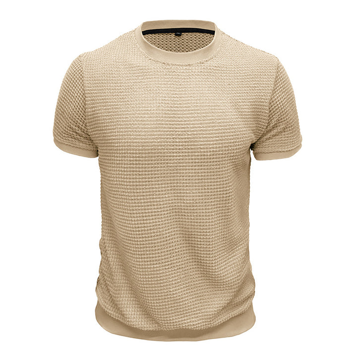 Herrer Rundhalsshirt lavet af struktureret materiale med åndbare egenskaber Stilla
