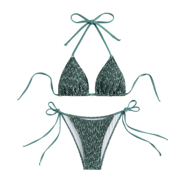 Dame Triangel-Bikini med justerbare sløjfer og skinnende stof Skovae