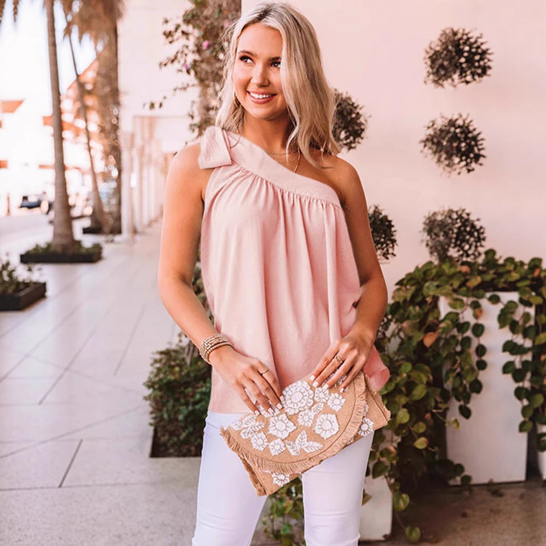 Dame asymmetrisk bluse med én skulder Stilla