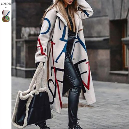Dame Elegant Overcoat med kunstnerisk Naturmønster Stilla