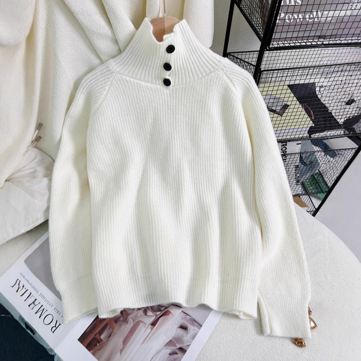 Kvinders varme højhalset sweater lavet af blødt strikket stof Stilla