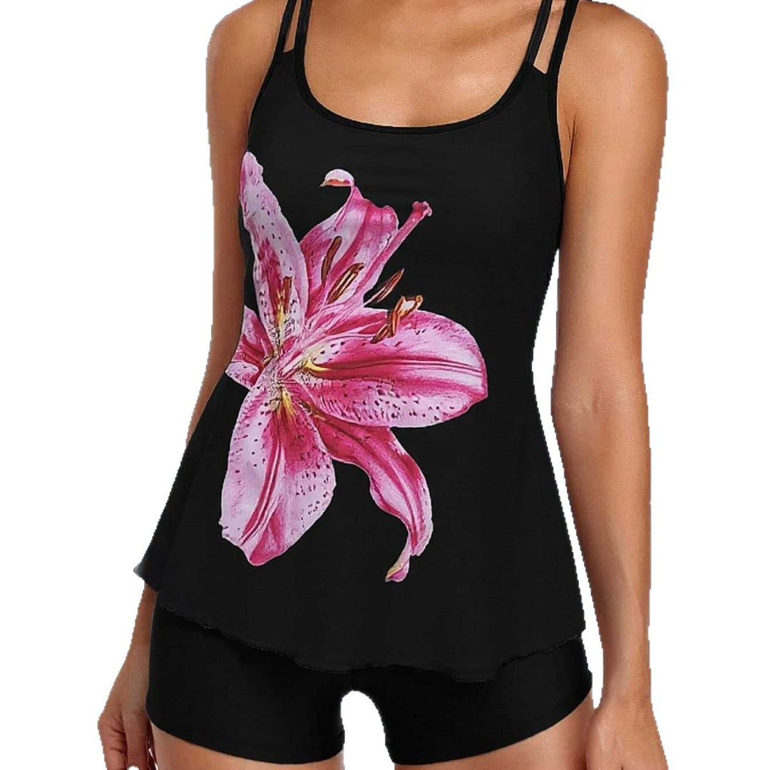 Dame Tankini med blomsterdesign og behagelige shorts Skovae