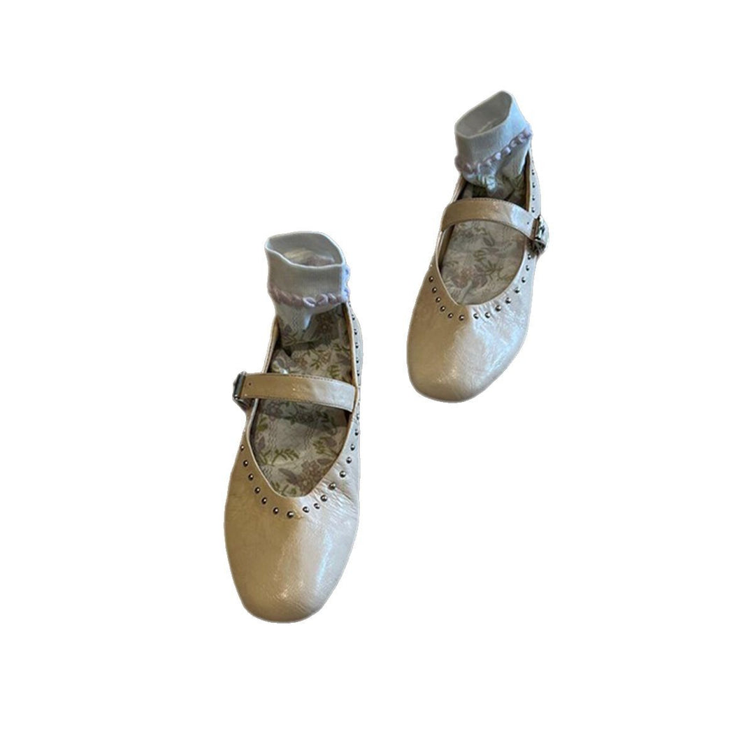 Dame Mary Jane Ballerinas med justerbar rem Stilla