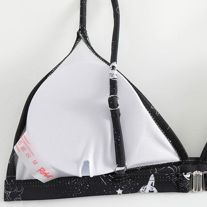 Dame triangel-bikini med celestial motiv og justerbare stropper Stilla