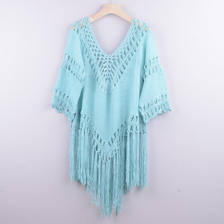 Dame elegant Strandcover-Up med frynset design Stilla