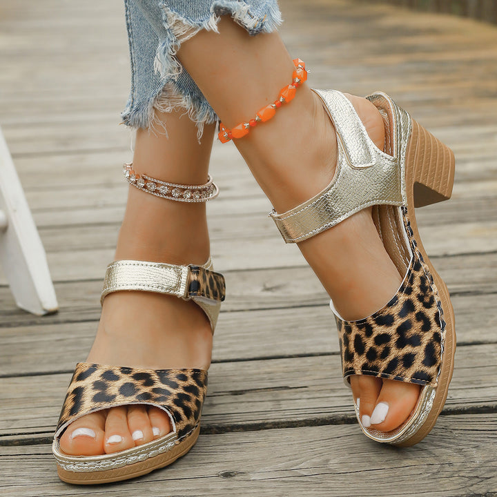 Dame mode Plateau-sandaler med leoparddesign og justerbar rem Stilla