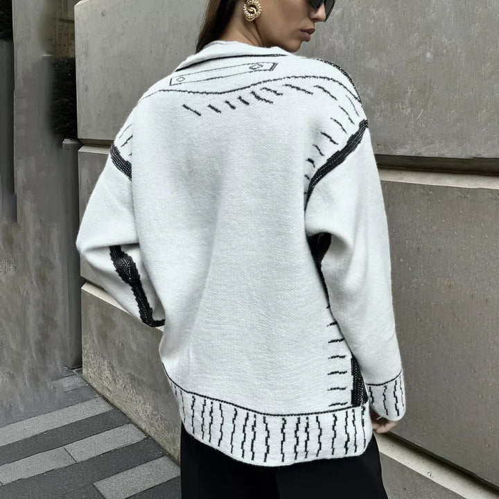 Femme Kunstnerisk Mønstret Størrelses Cardigan Stilla