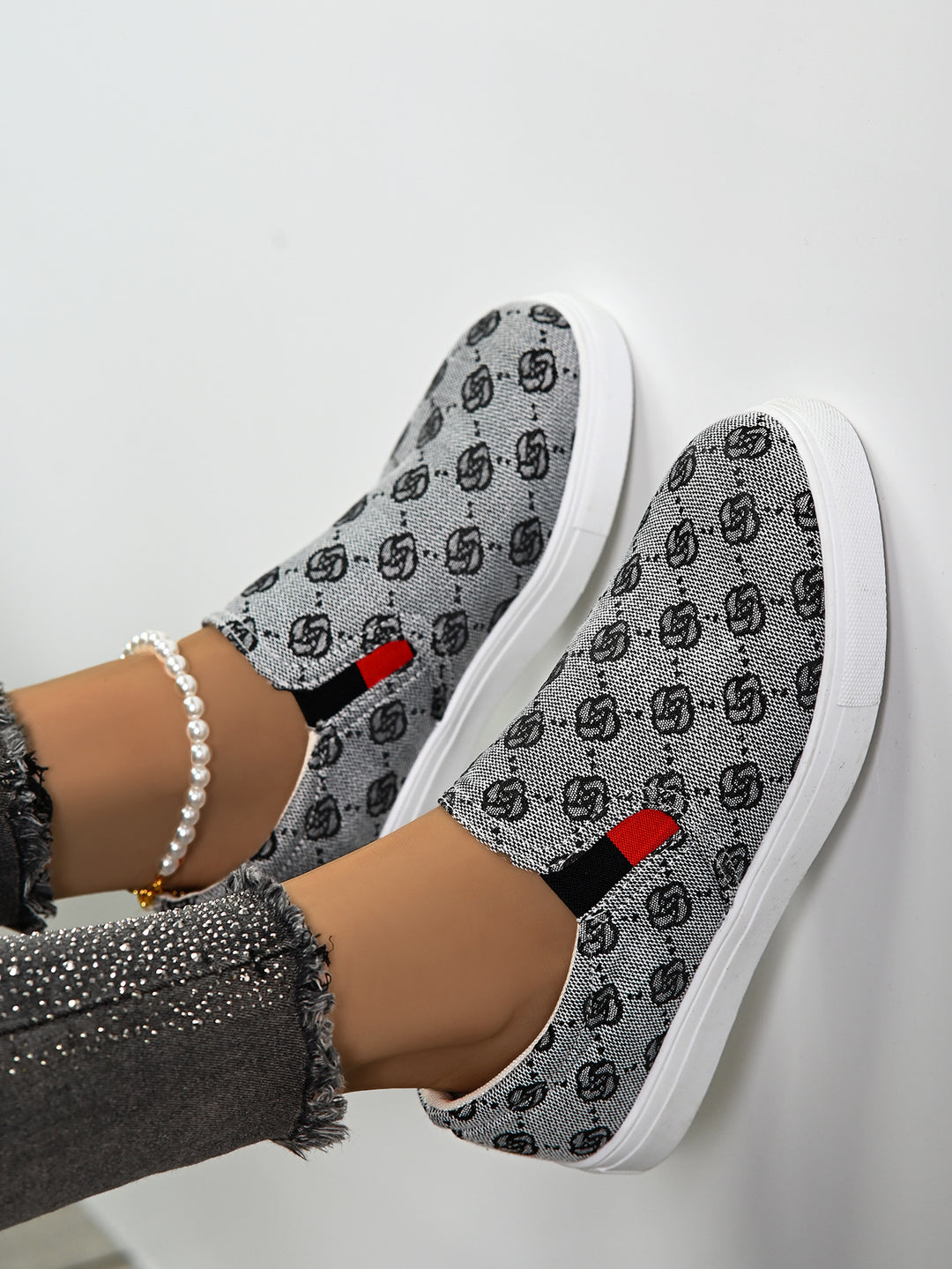 Dame Slip-On Sneakers med individuelt mønster og skridsikker sål Stilla