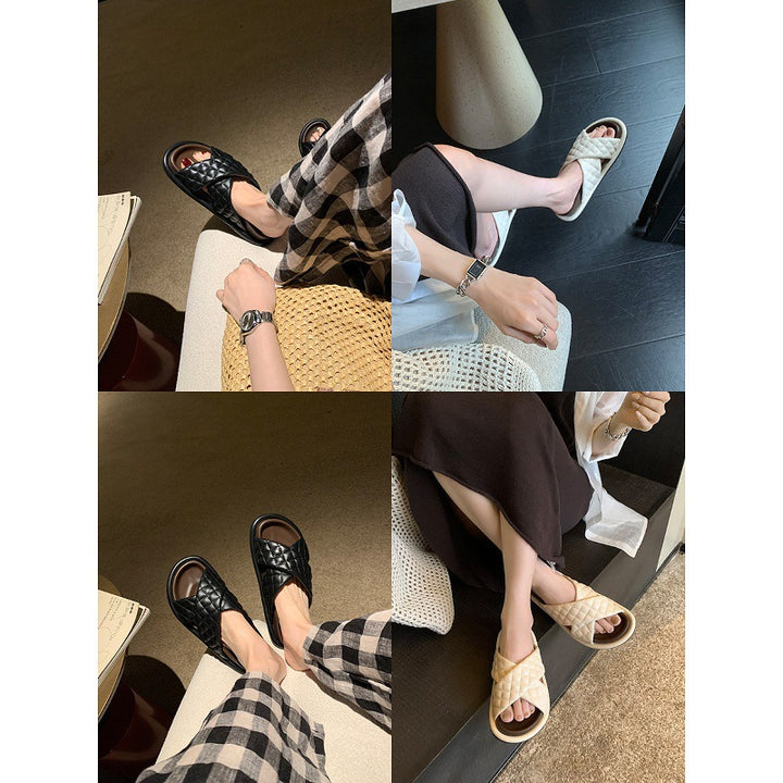 Dame Stepp-Cross-Rem Slide Sandaler Stilla