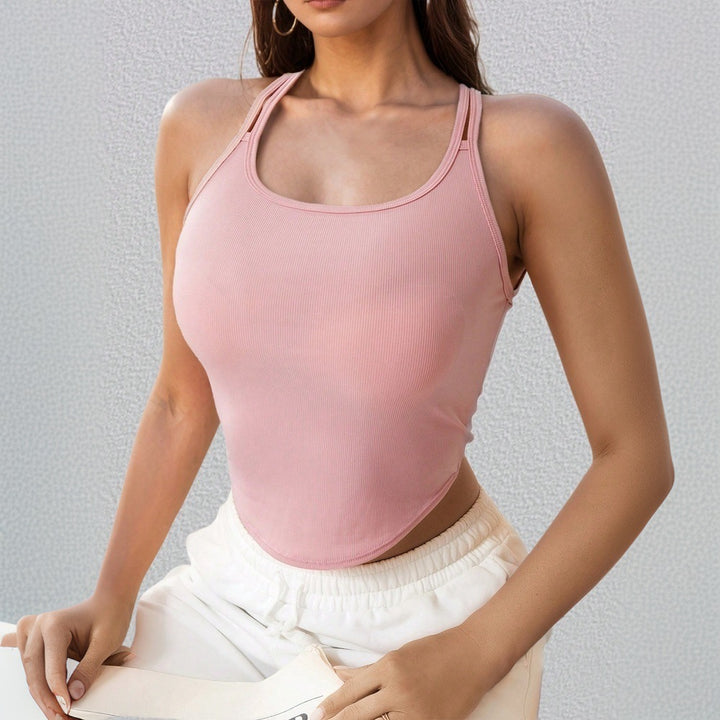 Kvinders sporty tanktop med slim fit og dekorative stropper Stilla