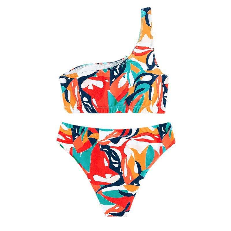 Damer asymmetrisk bikini med blomstermønster Skovae