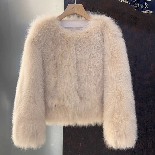 Kvinders elegante faux fur jakke med kort snit Stilla