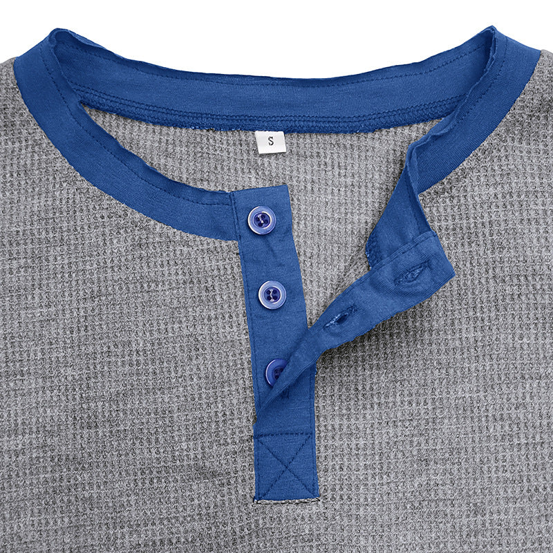 Herrer Langærmet Henley-Skjorte med elegant Knapliste og trendy Akcenter Stilla