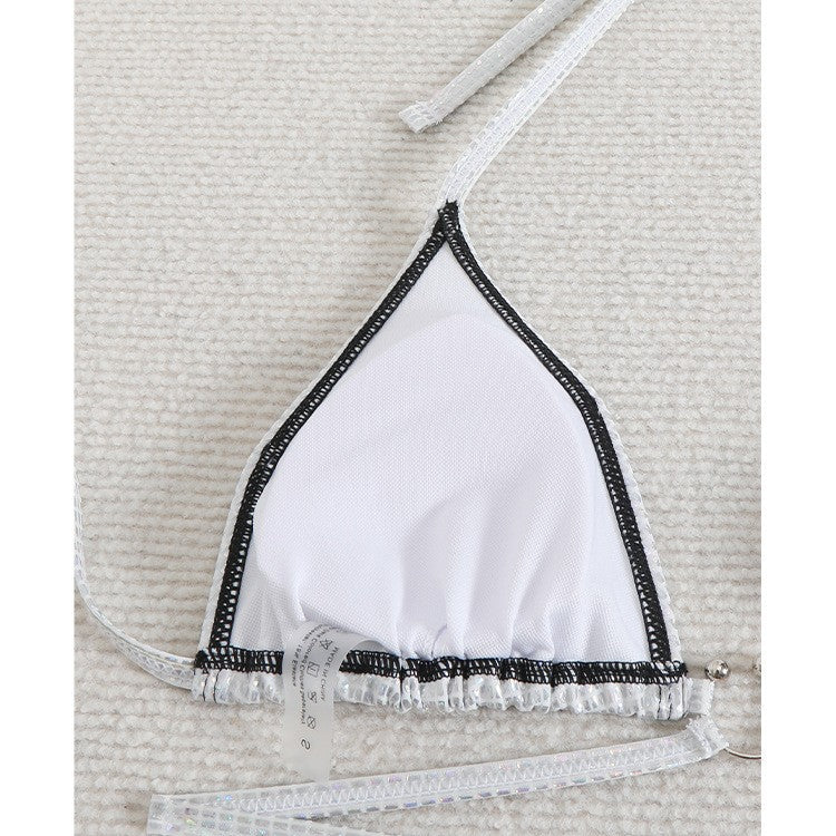 Damer Glitrende Triangel-Bikini med innovativt snoredesign og trendy accenter Stilla