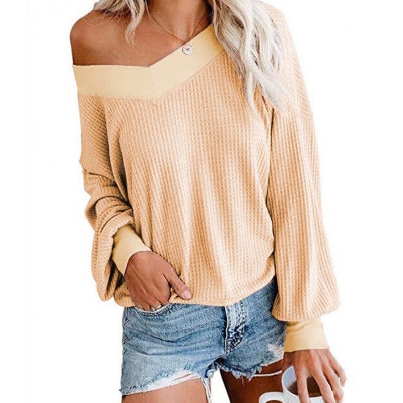 Kvinders Off-Shoulder Strikket Sweater med Voluminøse Ærmer Stilla