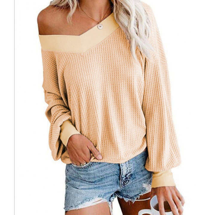 Kvinders Off-Shoulder Strikket Sweater med Voluminøse Ærmer Stilla