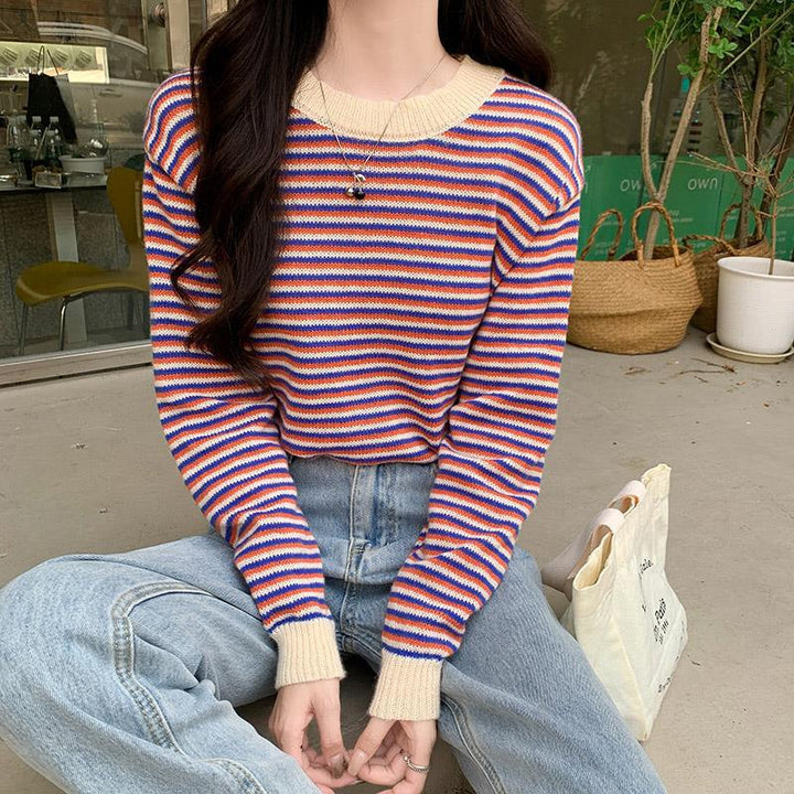 Dame casual stribet sweater med stilfuld ruffle trim Stilla
