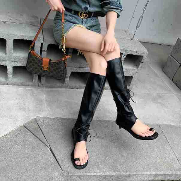 Femme Snøring Lår-høje Gladiator Sandaler Stilla