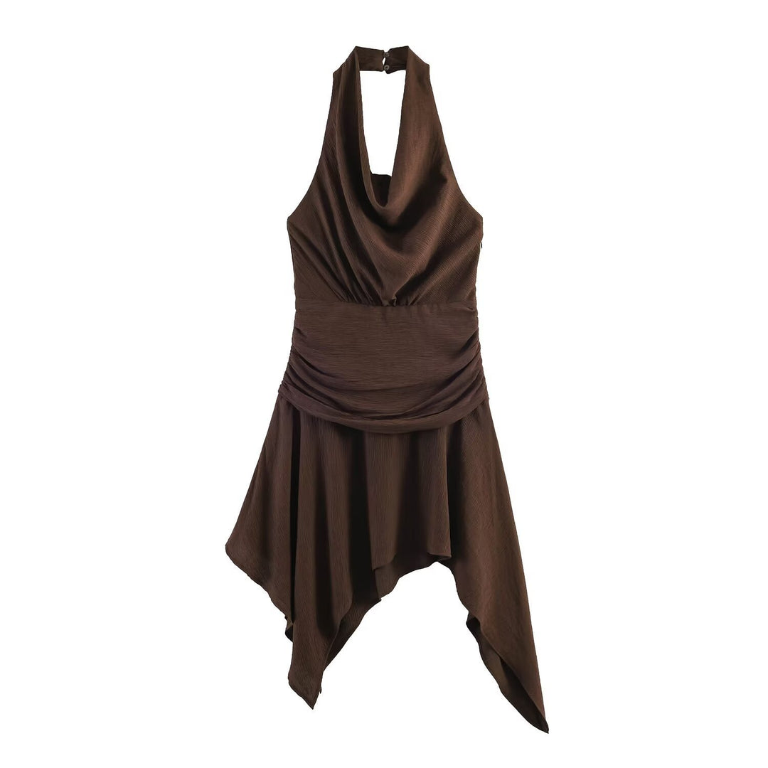 Dame asymmetrisk kjole med elegant drapering Skovae