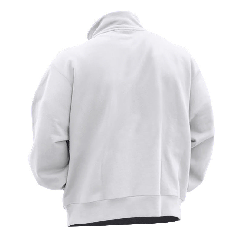 Herre nan polstret halvzip sweatpullover med høj krave og brystlomme Skovae